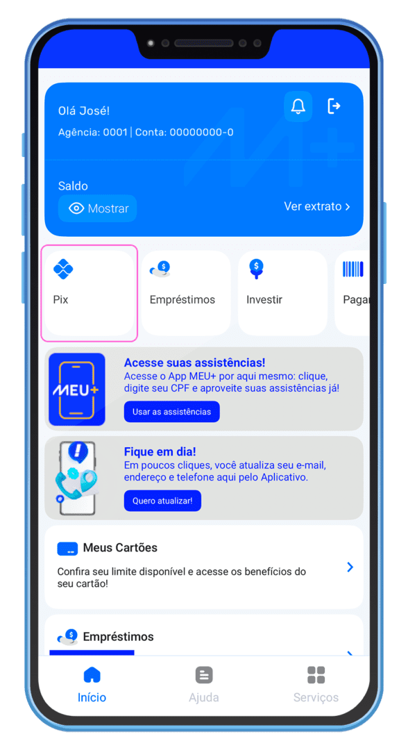 Tutorial sobre como usar o Pix no cartão de crédito no app do Mercantil