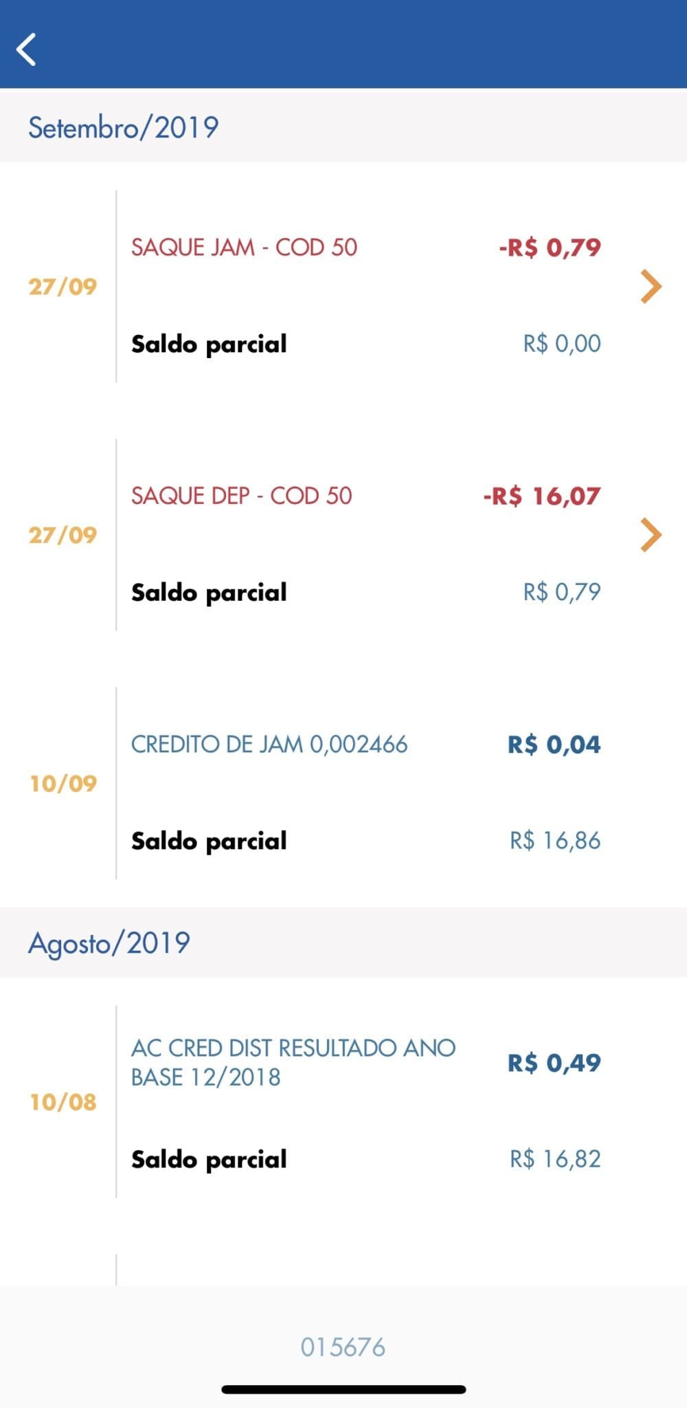 O que significa os códigos Saque DEP COD 01, 04, 60 e outros