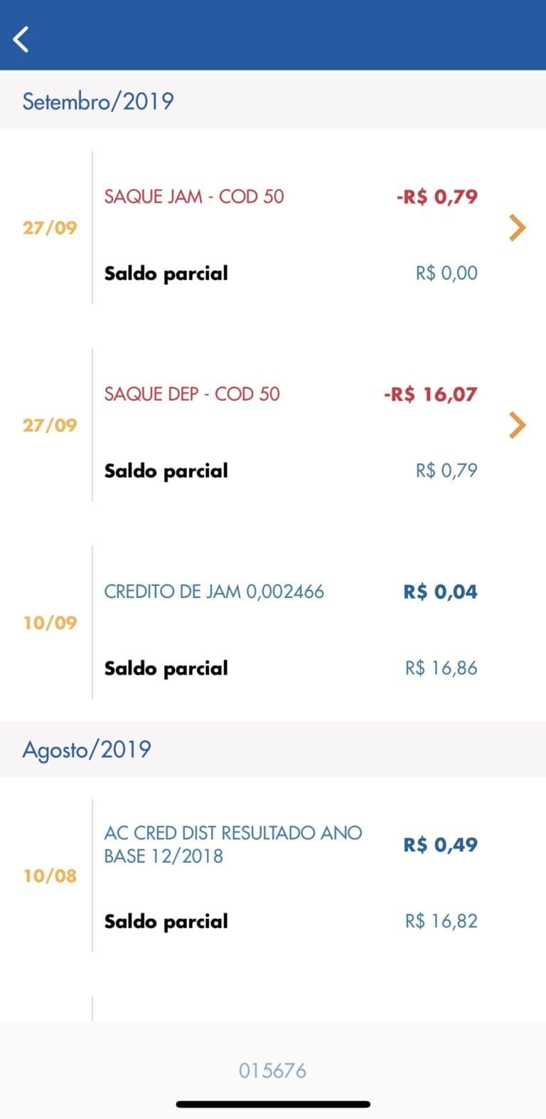 O que significa os códigos Saque DEP COD 01, 04, 60 e outros