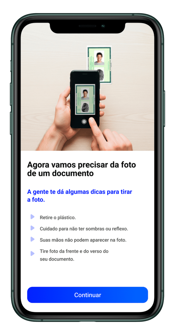 Tela do aplicativo do Mercantil na área de envio de documentos