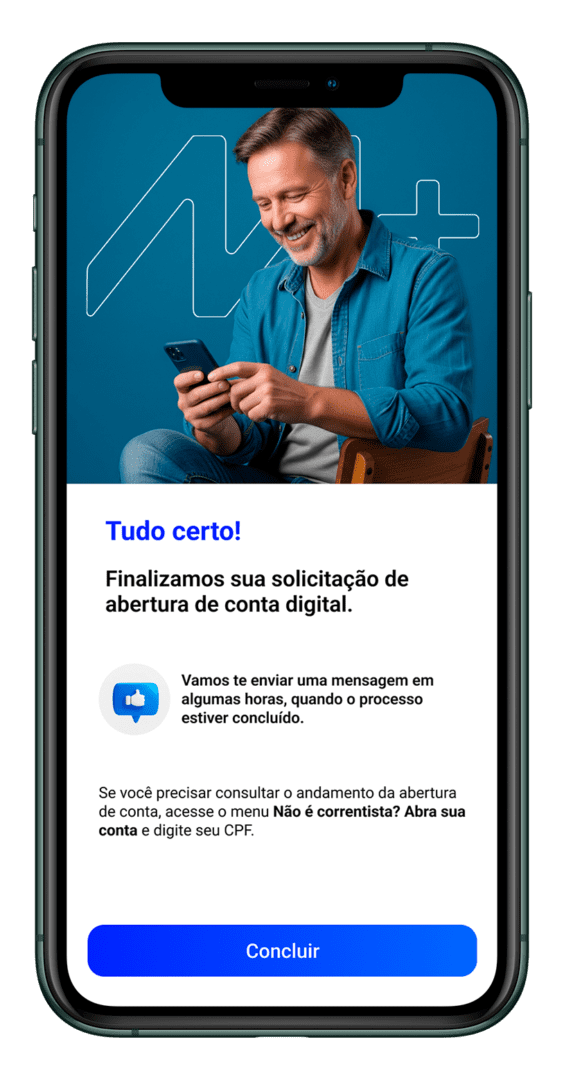 Print da tela de finalização de abertura de conta no Banco Mercantil
