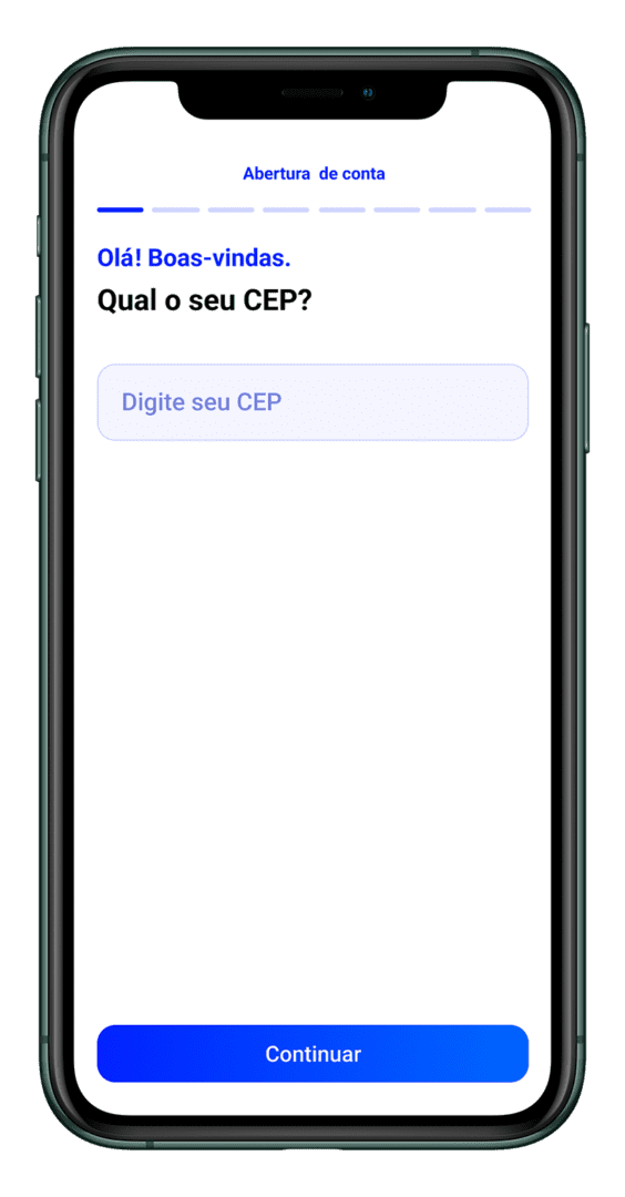 Print do app do Mercantil com solicitação de CEP.
