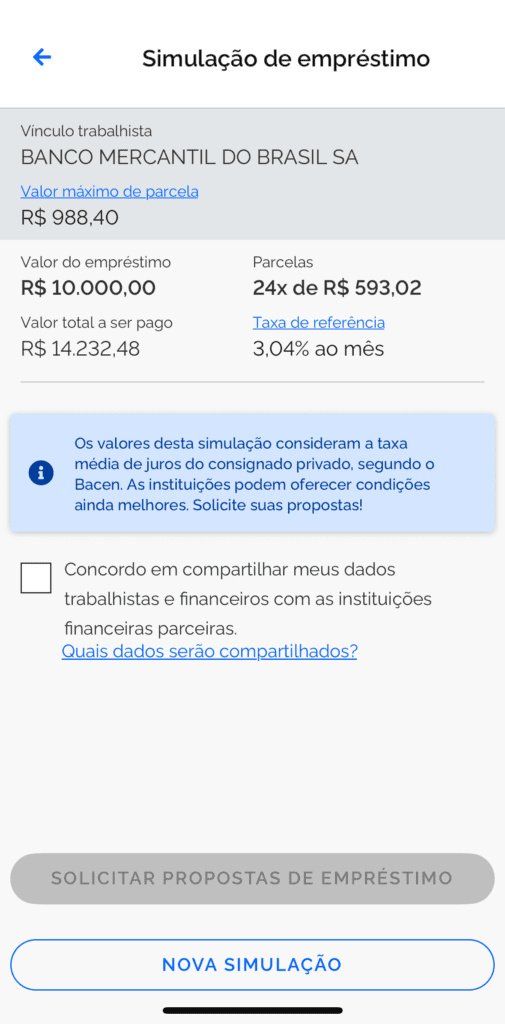 Print aplicativo ctps digital para simular consignado privado