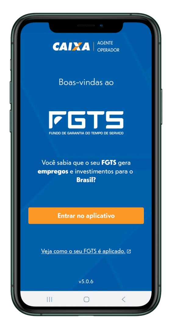Print da tela de login do aplicativo do fgts.
